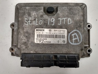 БЛОК УПРАВЛЕНИЯ ДВИГАТЕЛЯ 55191209 FIAT STILO 1,9 JTD