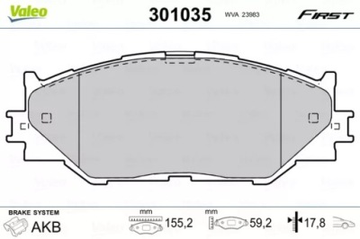 Тормозные колодки ham. lexus is 220 2.2d 08/05 301035 valeo фото №1