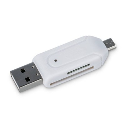 Czytnik kart microSD i SD USB microUSB biały OTG