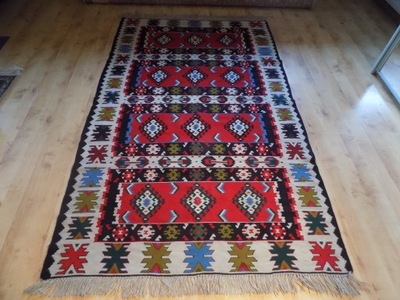 STARY WEŁNIANY KILIM BALKAŃSKI 260/147 CM