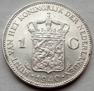 Holandia - 1 gulden - 1940 - Wilhelmina - srebro