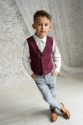Modny komplet galowy dla chłopca kamizelka spodnie 110
