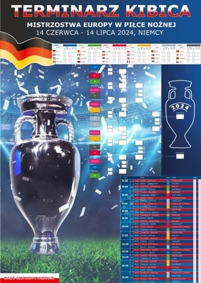 Plakat piłkarski KALENDARZ TERMINARZ KIBICA NA EURO 2024 PUCHAR 70x50cm