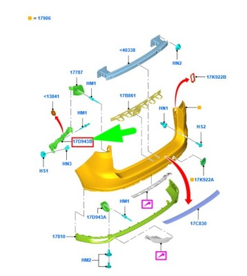 Ford grand c-max mk2 rear правый бампер кронштейн 1698012 original фото №1