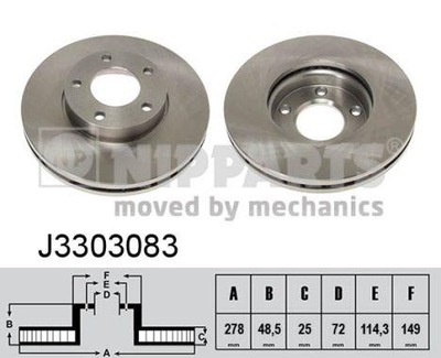 NIPPARTS J3303083 ДИСК ГАЛЬМІВНИЙ (1 ШТУКА)