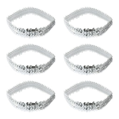 CEKINOWA OPASKA NA GŁOWĘ SREBRNA BŁYSZCZĄCA OPASKA NA GŁOWĘ 12 SZT