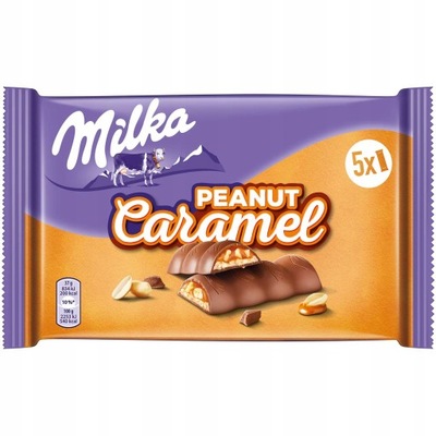 MILKA PEANUT CARAMEL BATON KARMELOWY Z ORZECHAMI 36,5g x 5 szt Z NIEMIEC