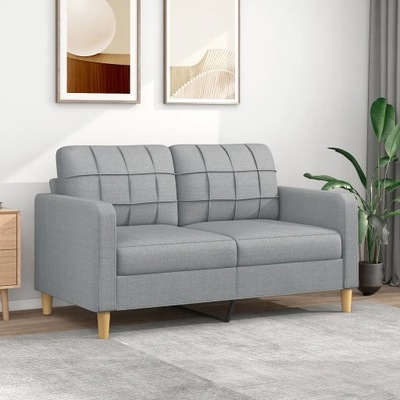 vidaXL Sofa 2-osobowa, jasnoszara, 140 cm, tapicerowana tkaniną