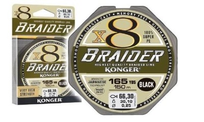 Konger plecionka 8X Braider Black 150m 0.08mm