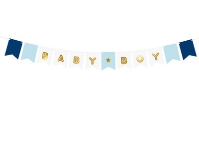 Baner na BABY SHOWER Baby Boy chłopiec niebieski