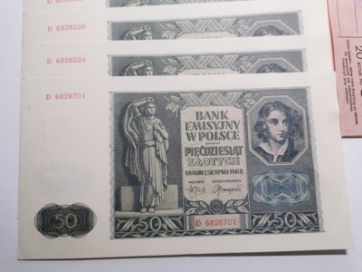 50 zł 1941 z paczki bankowej seria D