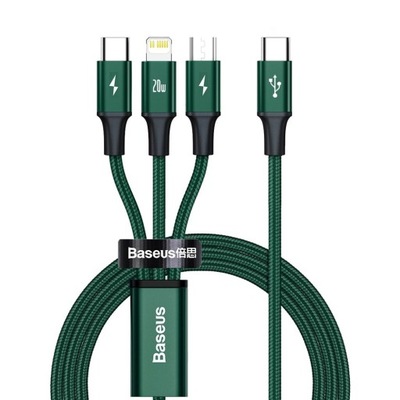 Kabel Baseus Rapid Series 3w1 USB-C - USB-C/Lightning/microUSB 20W PD 1.5m