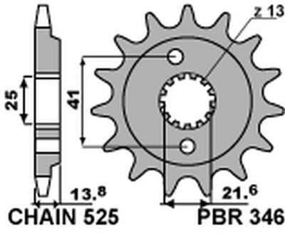 PBR ENGRANAJE PARTE DELANTERA 346 16 HONDA VT 600C SHADOW  