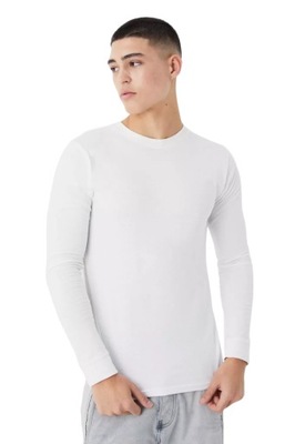 boohooMAN biały męski t-shirt z długim rękawem longsleeve XL