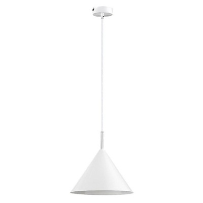 Biała nowoczesna metalowa lampa wisząca stożek
