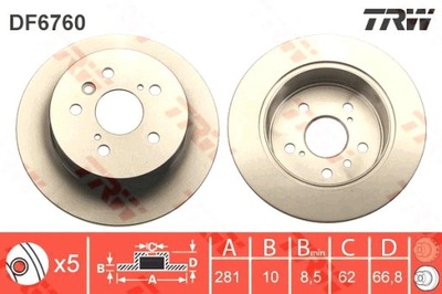 TRW DISCOS DE FRENADO 2 PIEZAS PARTE TRASERA LEXUS ES TOYOTA AVALON CAMRY 2.5 2.5H  