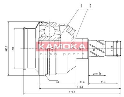 AXLE SWIVEL DRIVING KAMOKA 8009 374118 - milautoparts-fr.ukrlive.com