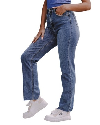 Spodnie straight z wysokim stanem Simply jeansowe L