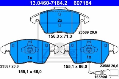 ATE 13.0460-7184.2 ZAPATAS DE FRENADO PARTE DELANTERA VW CC EOS GOLF JETTA PASSAT POLO  