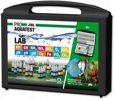 JBL TESTLAB WALIZKA Z TESTAMI 13xTEST pH GH KH PO4 NH4 NO2 NO3 Fe Cu