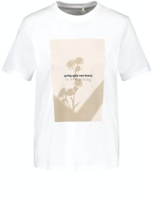 Biała Bluzka T-shirt Z Printem TAIFUN R.40