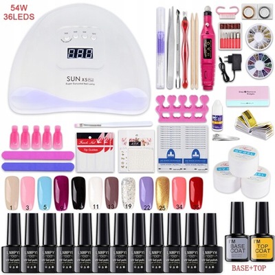 NAIL KIT 54/24W NAIL FAROS 12/6 COLORS UV GEL  