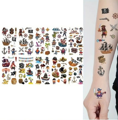 Tatuaże dla dzieci zmywalne pirat piraci 10 arkuszy