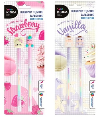 Długopisy tęczowe zapachowe z figurką 2szt Kidea Derform