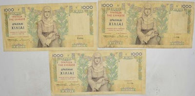 1.db.Zest.Grecja, Banknoty 1 000 Drachm szt.3
