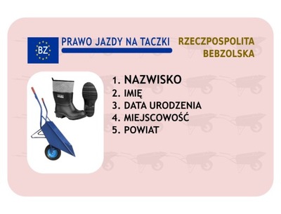 Prawo jazdy na taczki spersonalizowane Prezent