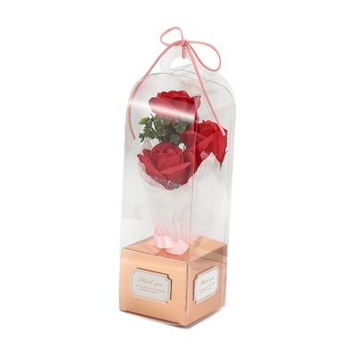 Bukiet kwiatów 3 pachnące mydlane róże Pudełko na Walentynki Czerwona róża