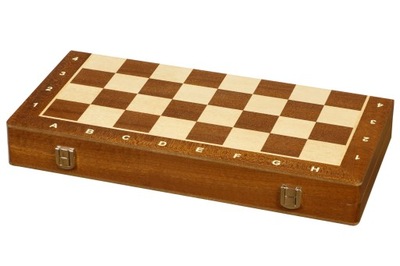 Kasetka intarsjowana mahoń / klon z wkładką na figury szachowe
