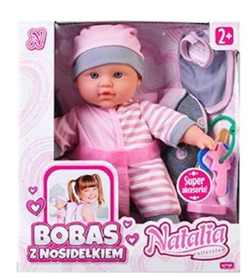 LALKA NATALIA BOBAS Z NOSIDEŁKIEM 28 CM