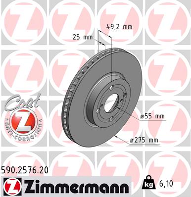 ZIMMERMANN 590.2576.20 ДИСК ТОРМОЗНОЙ