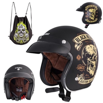 ŠALMAS MOTOCIKLINIS ATVIRAS NA CHOPPER W-TEC BLACK DYDIS M 