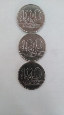 100 złotych 1990 3 szt. - odmiany A,B,C