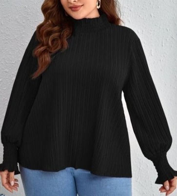 SHEIN BLUZKA PLUS SIZE DŁUGI RĘKAW CZARNA 44 VWD