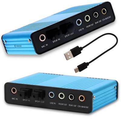 ZEWNĘTRZNA KARTA DŹWIĘKOWA USB MUZYCZNA do KOMPUTERA LAPTOPA 7.1