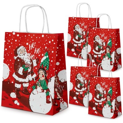 5x Torba PAPIEROWA PREZENTOWA ŚWIĄTECZNA Torba na PREZENTY Mikołaj Renifer