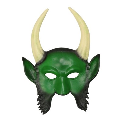 Diabeł, nakrycie głowy do odgrywania ról Cosplay, kostium zielony