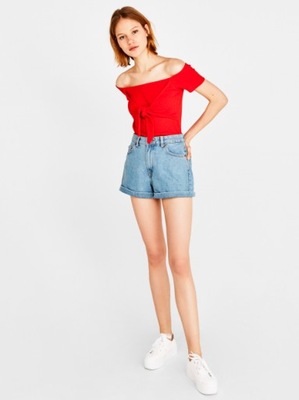 BERSHKA PRĄŻKOWANA WIĄZANA BLUZKA TOP 26443155 RS