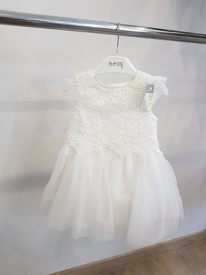 Primark biała ecru sukienka tiulowa gipiura 80 cm
