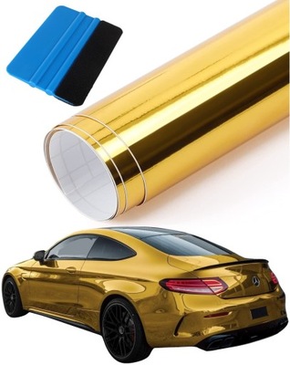 FILM GOLD CHROME 152CM CHROMIZED OKLEINA AUTOMOTIVE SELF-ADHESIVE +RAKLA  