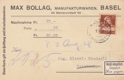 Szwajcaria - 1920 - znaczki - karta pocztowa