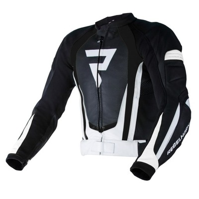 CHAQUETA CUERO REBELHORN PISTON II PRO BLACK/WHITE (46)  