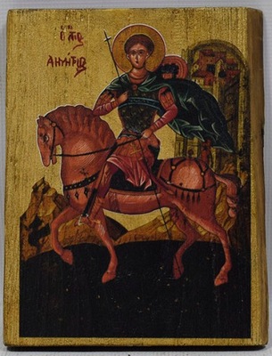 Ikona Święty Jerzy na starej desce 25x19cm