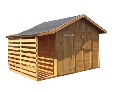 Domek drewniany 3×3 m wraz z drewutnią 1×3 m