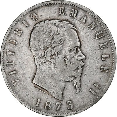 Włochy, Vittorio Emanuele II, 5 Lire, 1873, Milan,