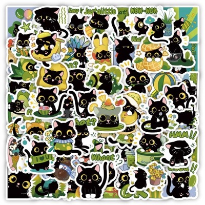 100 PIECES CUTE CARTOON BLACK KOT GRAFFITI NAKLEJ LOK1012  