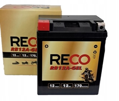 BATERÍA MOTOCYKLOWYL RECO RB12A-GEL YB12A-A YB12A-B 12V 12AH 170A L+  